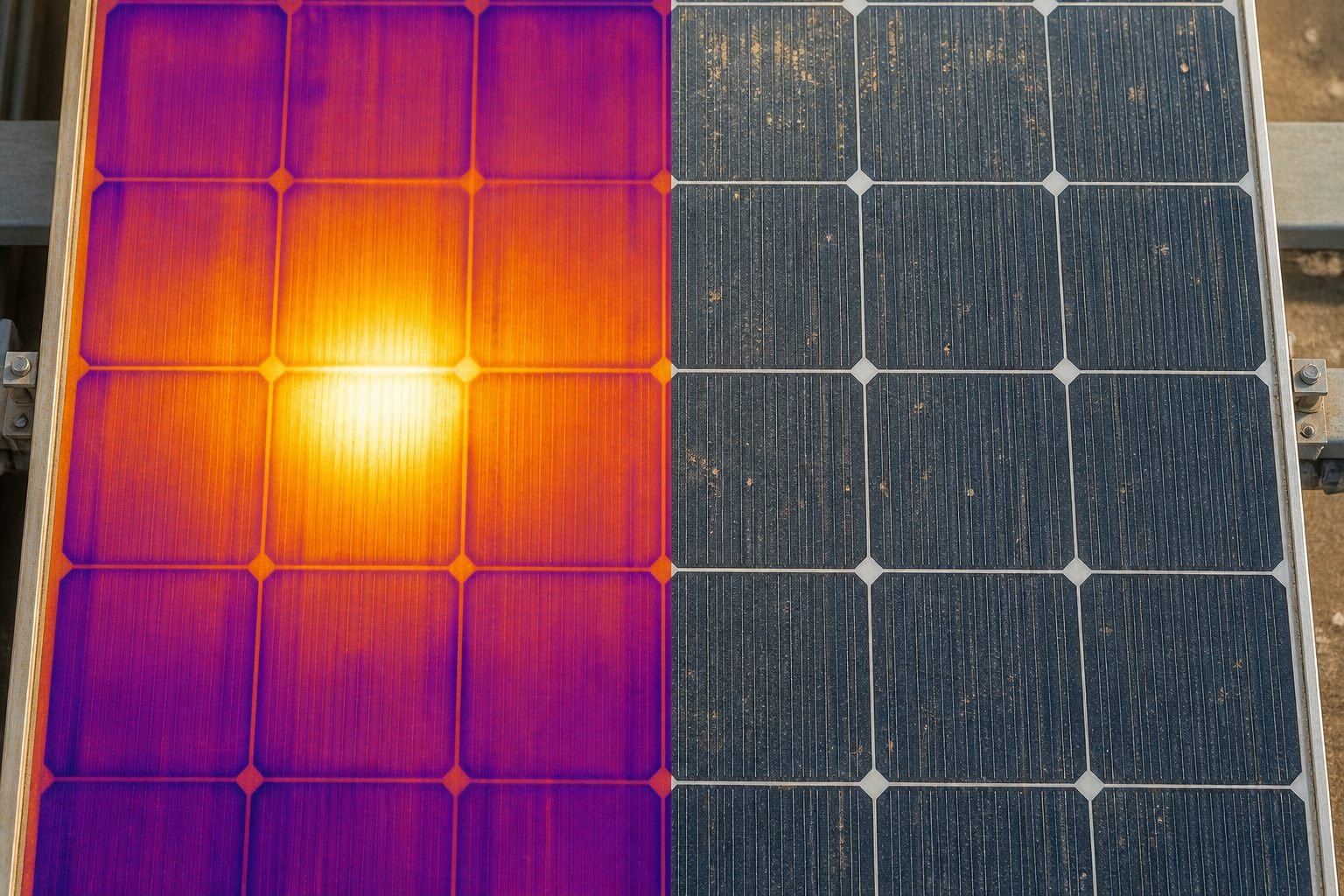 Module photovoltaïque, vue thermique et visible
